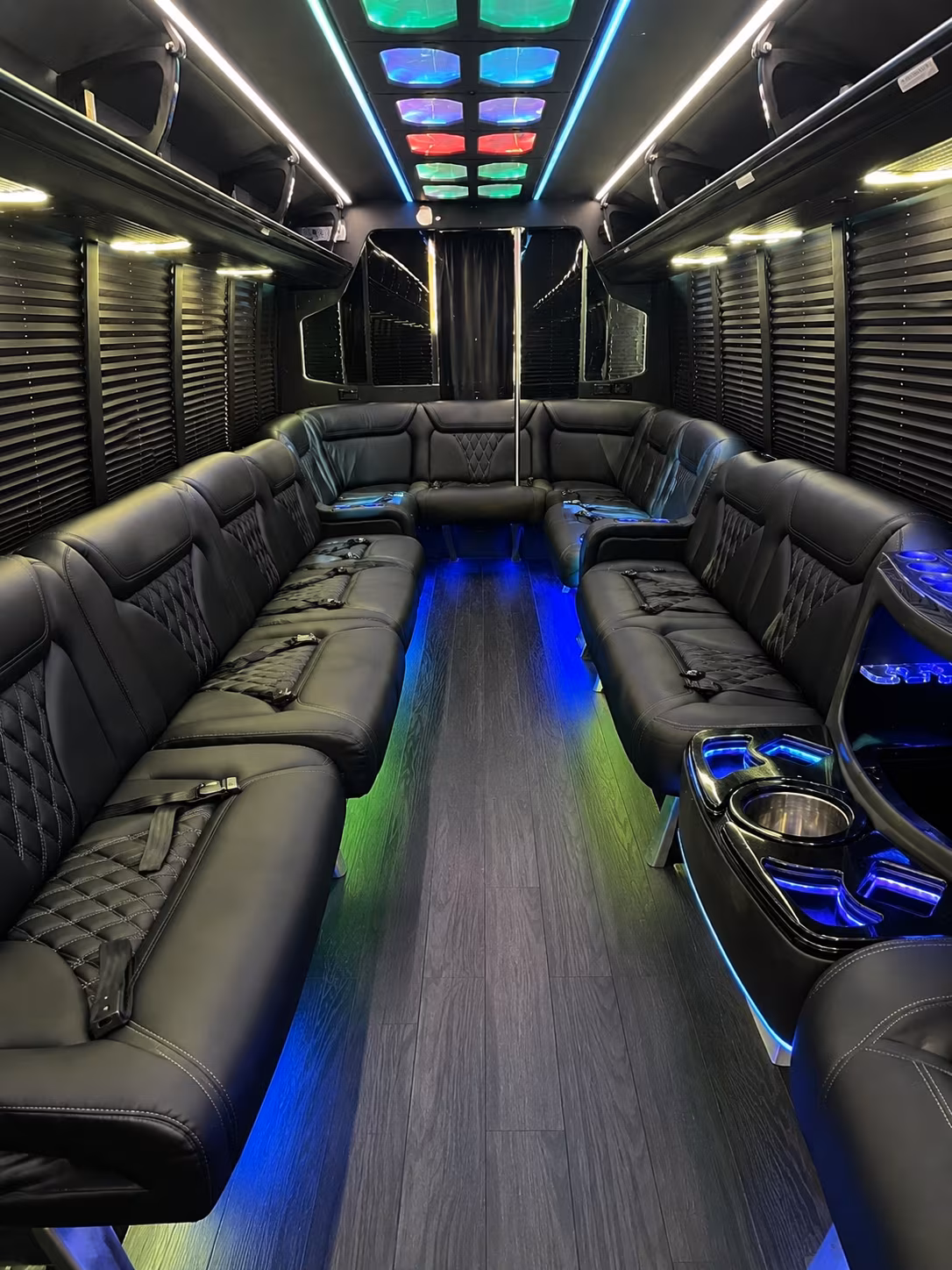 bellingham 20 passenger party bus interior