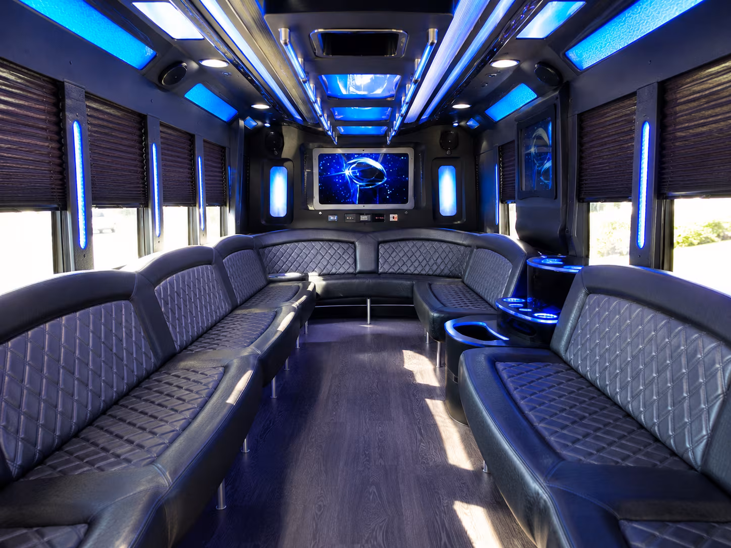 bellingham 28 passenger party bus inside
