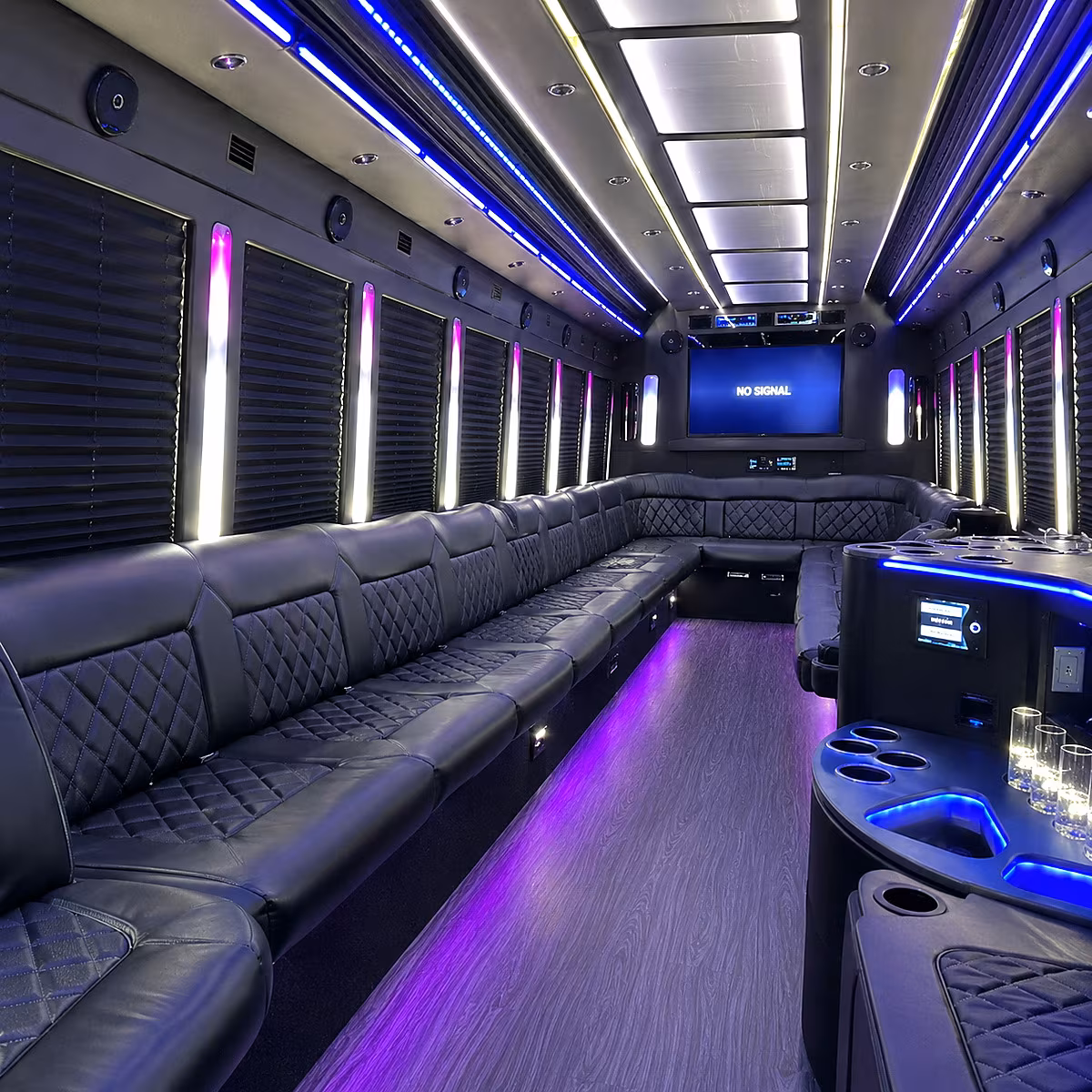 bellingham 30 passenger party bus inside
