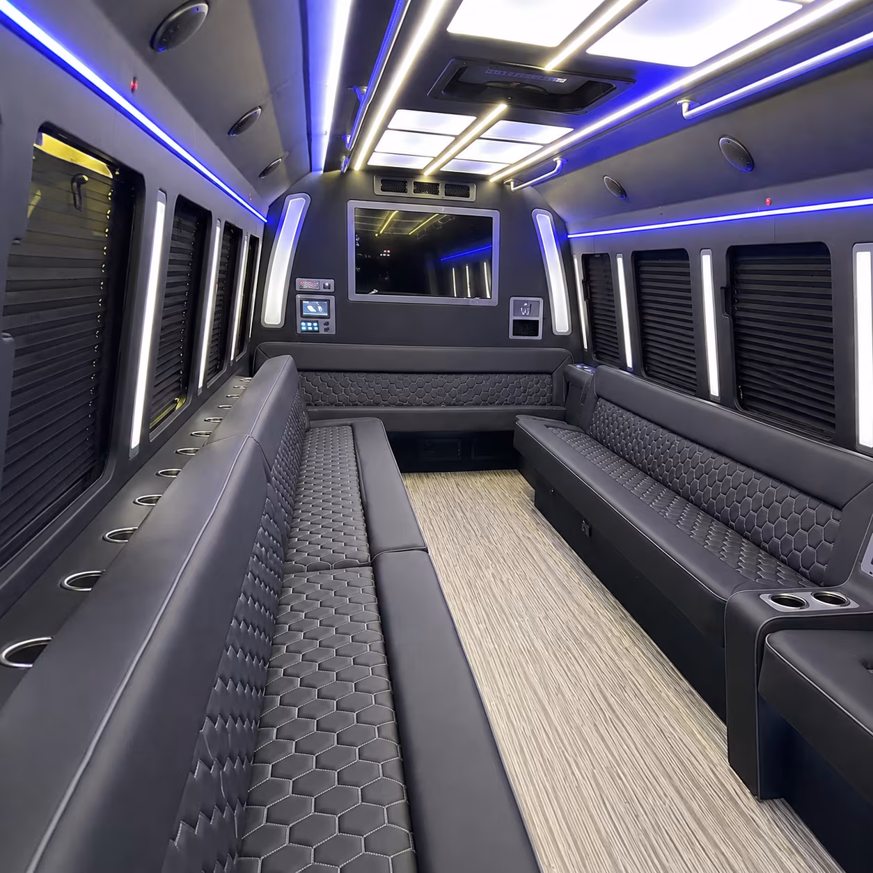 bellingham 40 passenger party bus inside