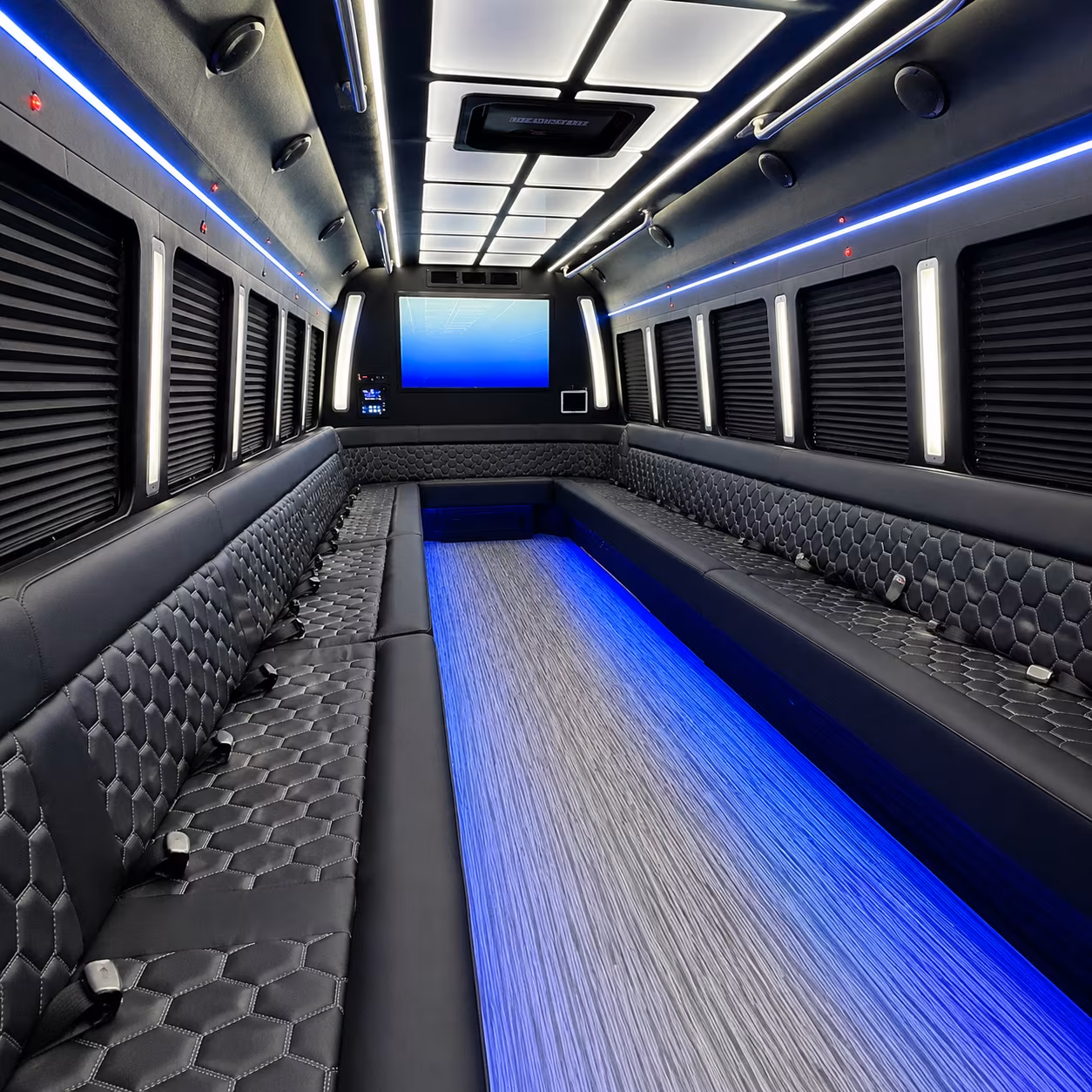 bellingham 50 passenger party bus inside